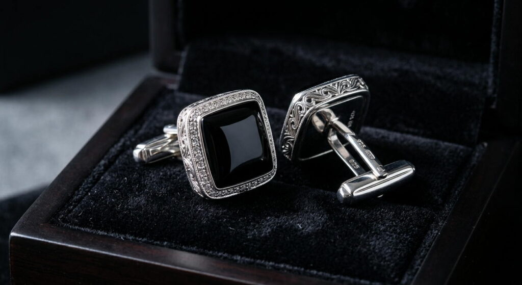 Spinki do mankietów z onyksu